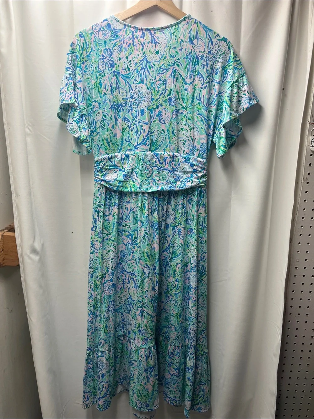 Lilly Pulitzer Pastel Floral V-Neck Midi Dress in Blue, Pink, Green - Picture 5 of 6